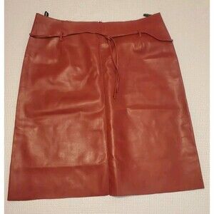 Vintage Accomplice Red Knee Length Vegan Leather Skirt Junior Sz 11 90s Y2K
